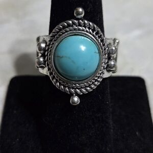 paparazzi Turquoise Blue Stone Silver-Tone Ring